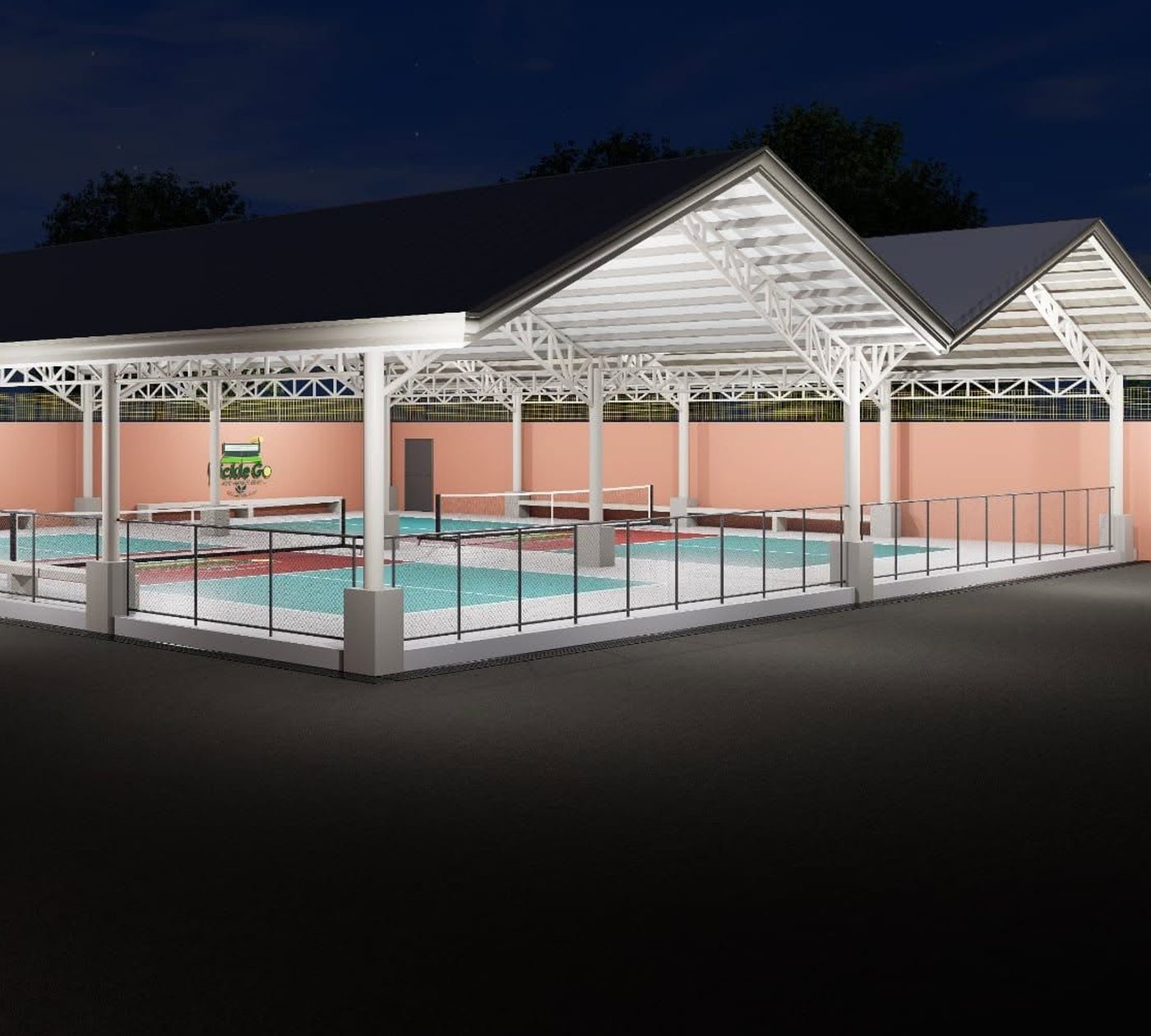 Covered pickleball courts with an exposed steel truss roof, Brgy. Trinidad, Calbayog City
